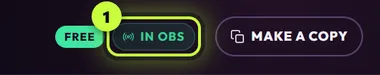 The top right of the editor: a Free label, the green In OBS chip (ringed) and the Make a copy button